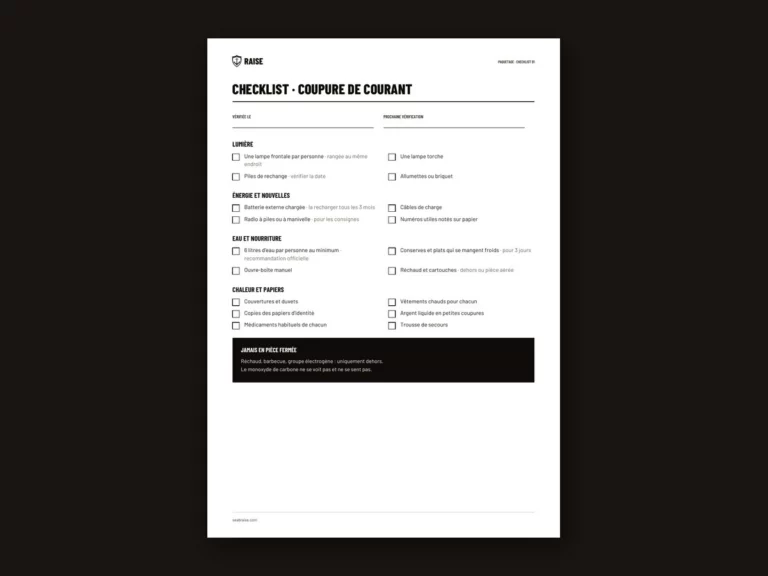 Aperçu : Checklist · Coupure de courant