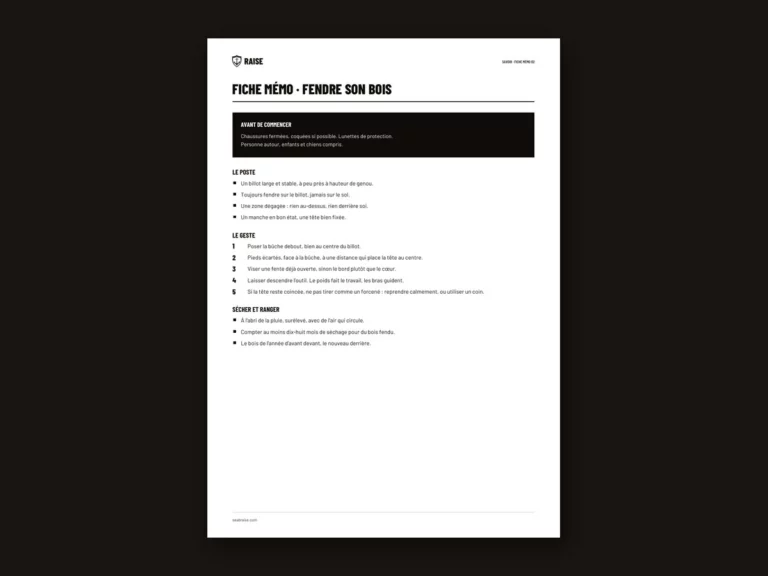 Aperçu : Fiche mémo · Fendre son bois