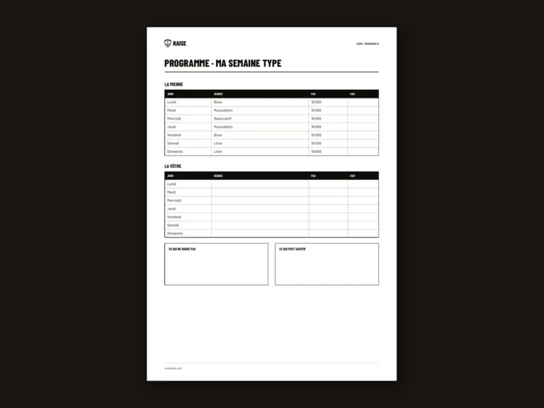 Aperçu : Programme · Ma semaine type